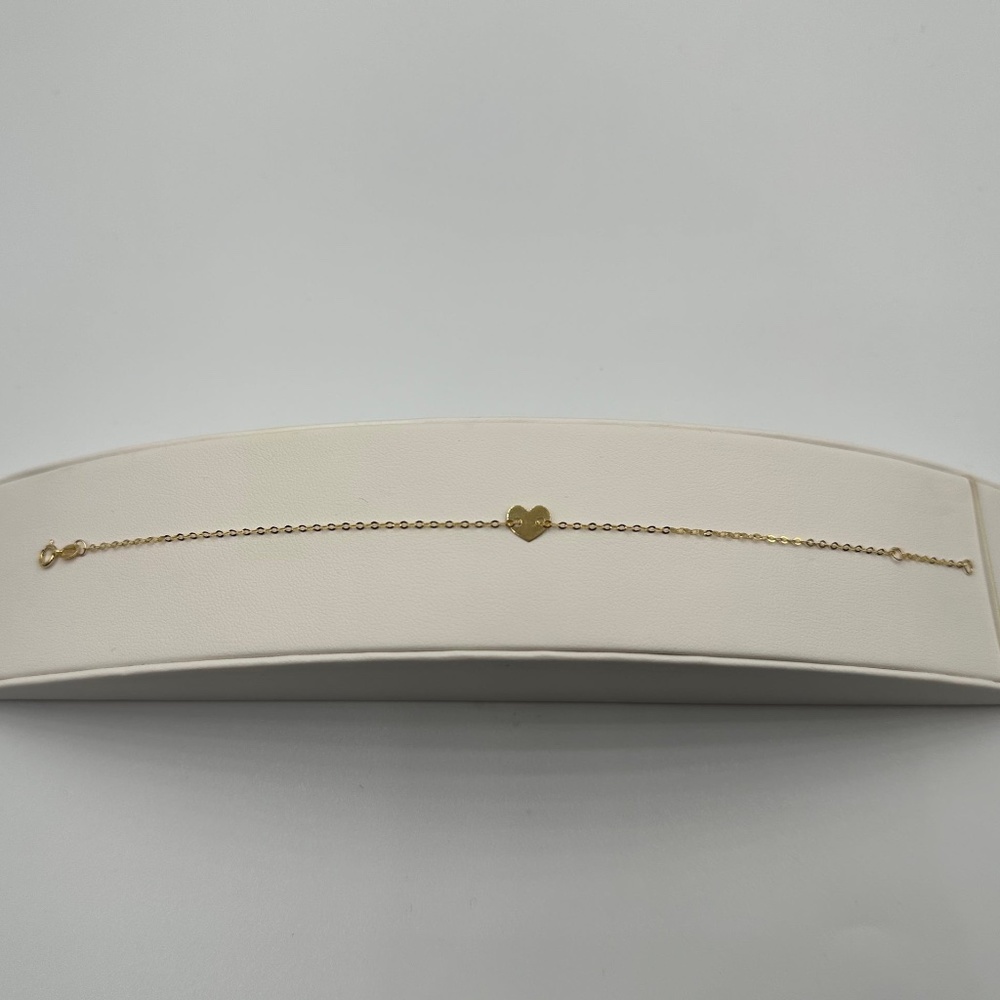 14K Yellow Gold Polished Heart Bracelet 7"